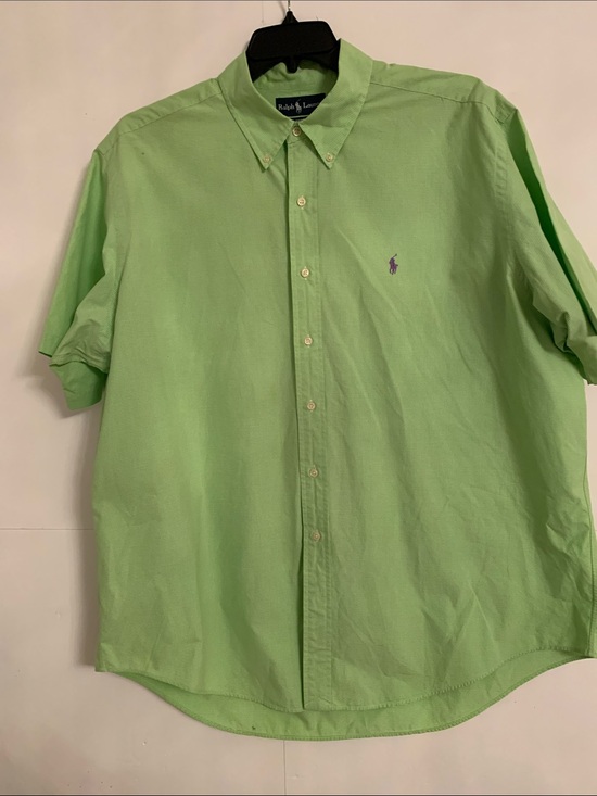 Ralph Lauren Other - Ralph Lauren Short-Sleeve Button-Down Shirt Light Green Purple Pony Size XXL
